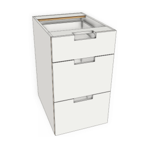 3-Drawer Frameless Kitchen Base Cabinet 450mm Exposed Edge Modular Kitchen