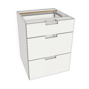 3-Drawer Frameless Kitchen Base Cabinet 600mm Exposed Edge Modular Kitchen
