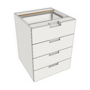 4-Drawer Frameless Kitchen Base Cabinet 600mm Exposed Edge Modular Kitchen
