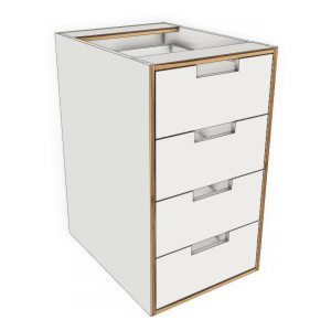4-Drawer Inset Kitchen Base Cabinet 450mm Exposed Edge Modular Kitchen
