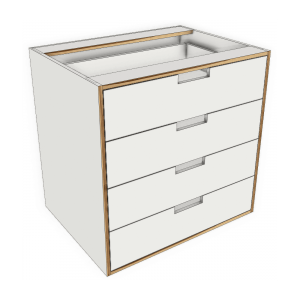 4-Drawer Inset Kitchen Base Cabinet 800mm Exposed Edge Modular Kitchen