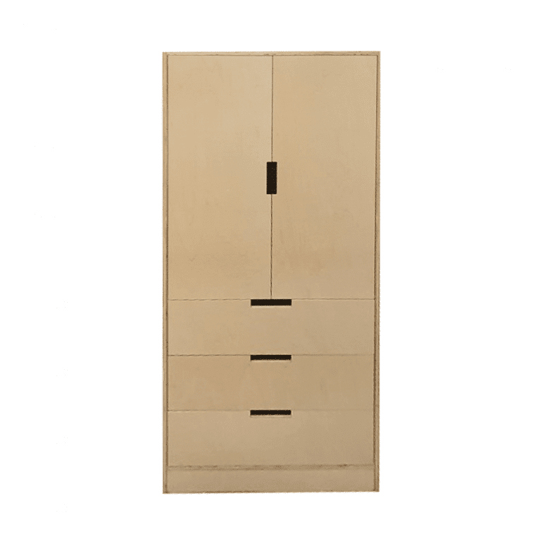 UBS Freestanding tall birch veneer plywood wardrobe with drawers 800mm