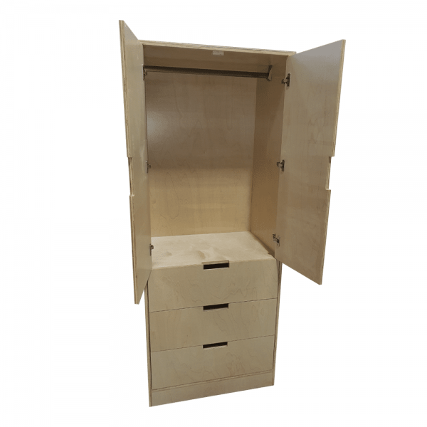 UBS Freestanding tall birch veneer plywood wardrobe with drawers 800mm Wardrobes 3