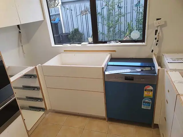 Custom plywood kitchen, Auckland