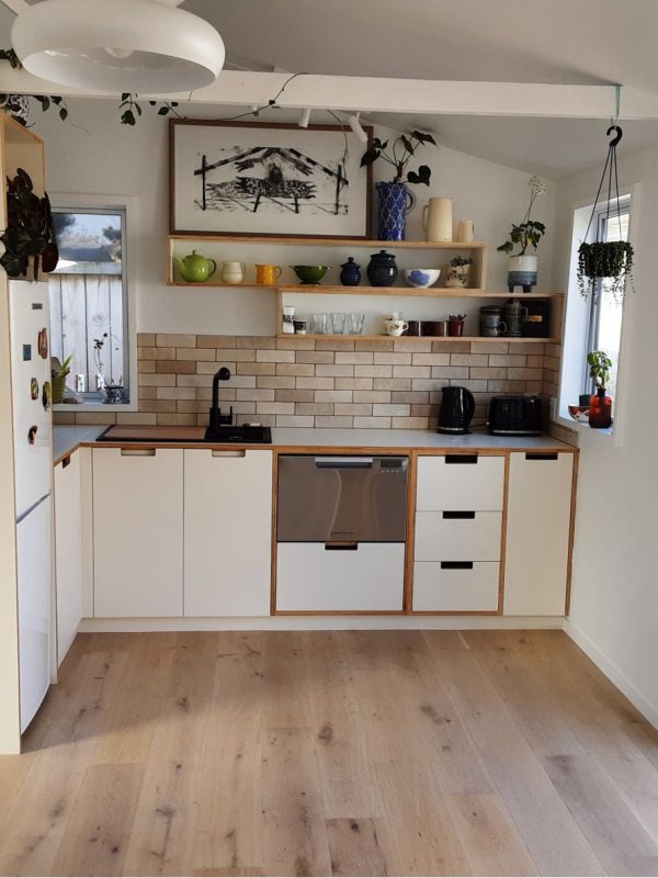 Installed white plywood kitchen